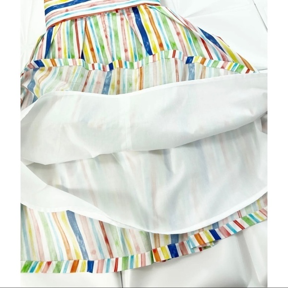 Brooke Wright Womens Sz 2 Rainbow Striped Colorful A Line Skirt Lottie Bow Belt - Picture 10 of 12